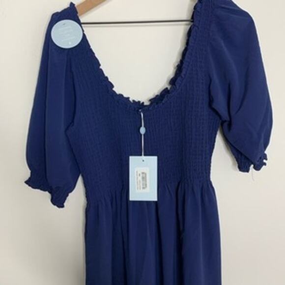 Hill House The Luisa Nap Blue Navy Crepe Dress Womens New Size XL - Picture 9 of 16